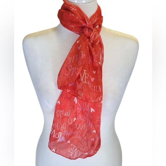 Red Love Print Scarf - Picture 1 of 5